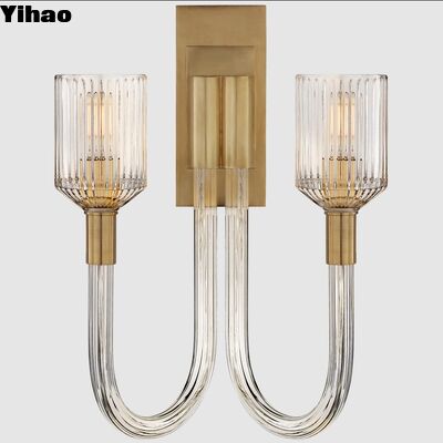 खरीदें लिविंग रूम और बेडरूम के लिए 2700K गर्म सफेद प्रकाश और ग्लास छाया के साथ आधुनिक कॉपर वॉल लैंप ऑनलाइन निर्माण