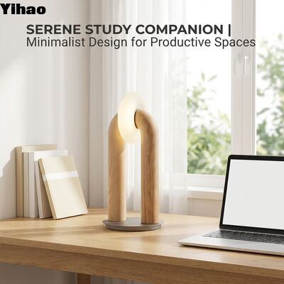 खरीदें बेडसाइड और डेस्क के लिए बहु-रंगीन एलईडी प्रकाश व्यवस्था के साथ आधुनिक न्यूनतम यू आकार का लकड़ी का टेबल लैंप ऑनलाइन निर्माण