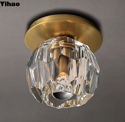 लेक्ड बर्न ब्रश पीतल और ग्लास फ्लश माउंट छत प्रकाश 110-120V