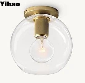 ब्लो ग्लास छाया लक्जरी छत रोशनी पीतल फ्लश माउंट प्रकाश 40w