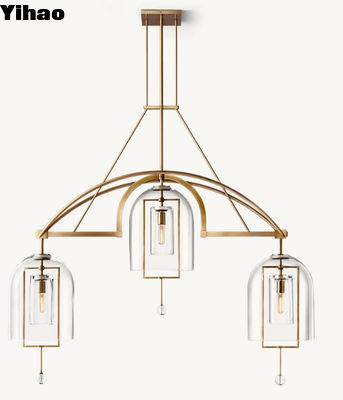 43 किलोग्राम फुलक्रोम रैखिक पीतल क्रिस्टल झूमर के आयाम 155cm W x 34cm D x 142cm H