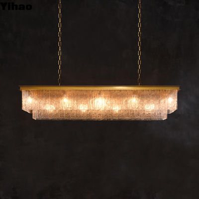 छत माउंट इनडोर क्रिस्टल झूमर बार्क के साथ आयताकार लटकन आयाम 124cm/49 