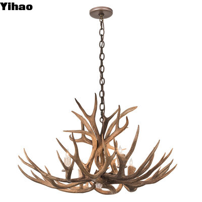 विंटेज होटल सजावट के लिए 4100K तटस्थ सफेद एलईडी और समायोज्य ऊंचाई के साथ लकड़ी के हिरण लटकन दीपक
